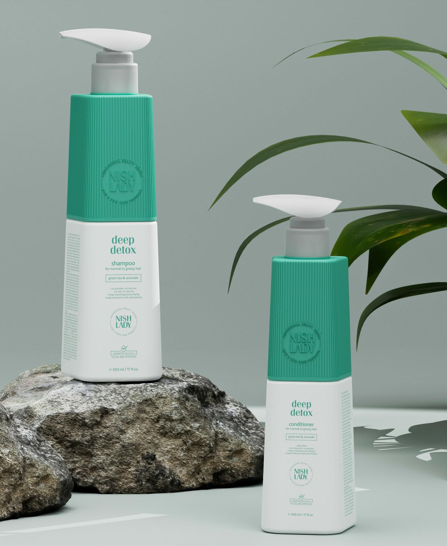 Nishlady Deep Detox Clarifying Shampoo for Normal to Greasy Hair, 947 ml | Green Tea & Avocada Extracts