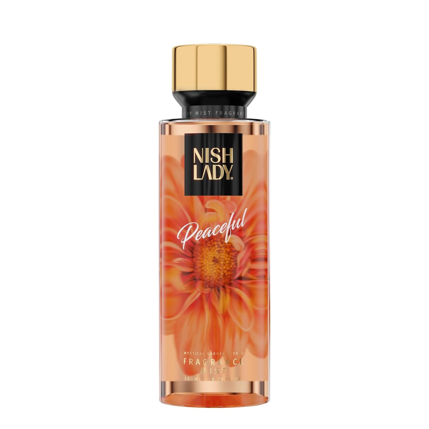 NishLady Fragrance Mist PEACEFUL, 260 ml | VEGAN | CRUELTY FREE | Long Lasting Scent | Moisturising Body Mist