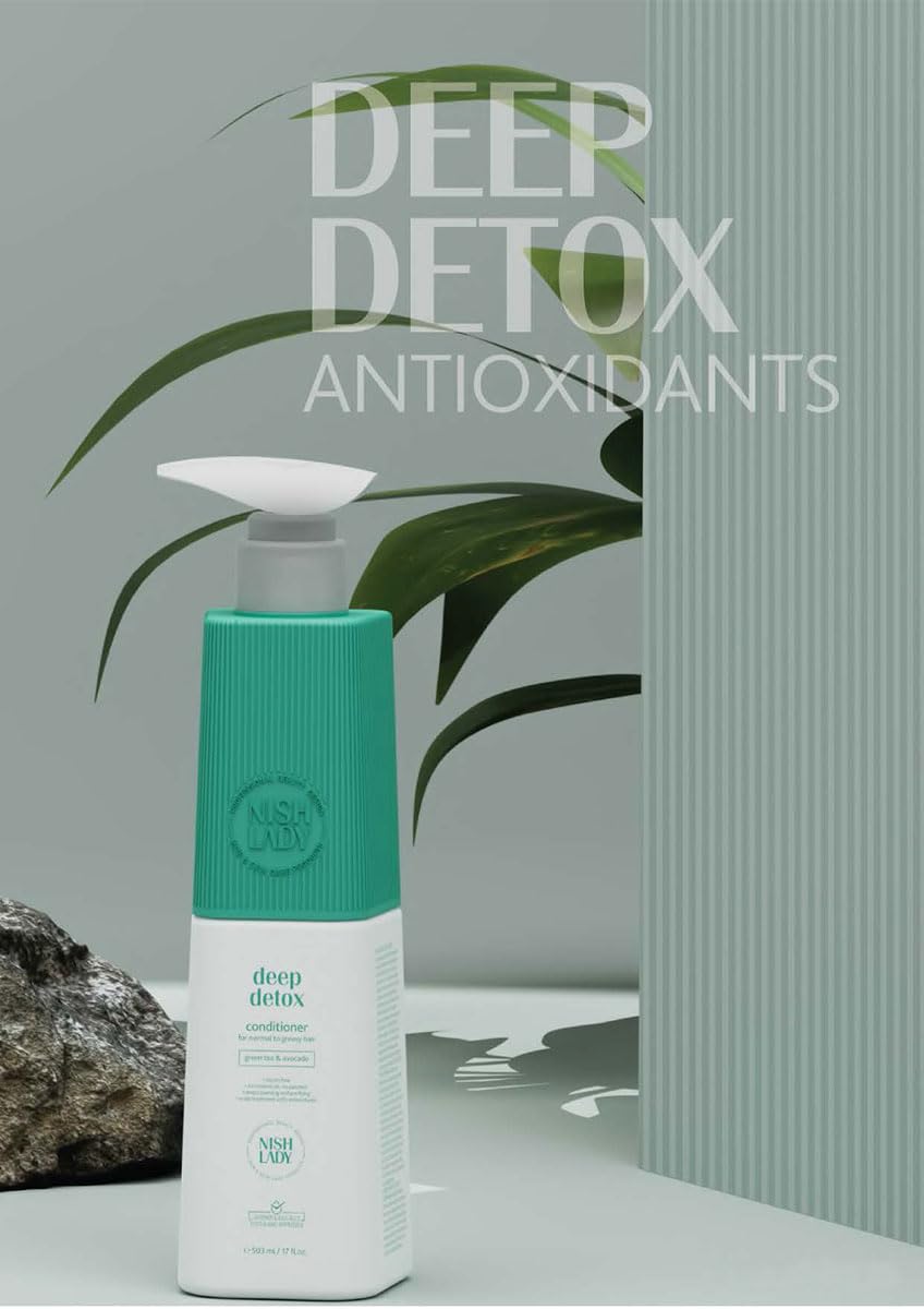 Nishlady Deep Detox Clarifying Shampoo for Normal to Greasy Hair, 503 ml | Green Tea & Avocada Extracts
