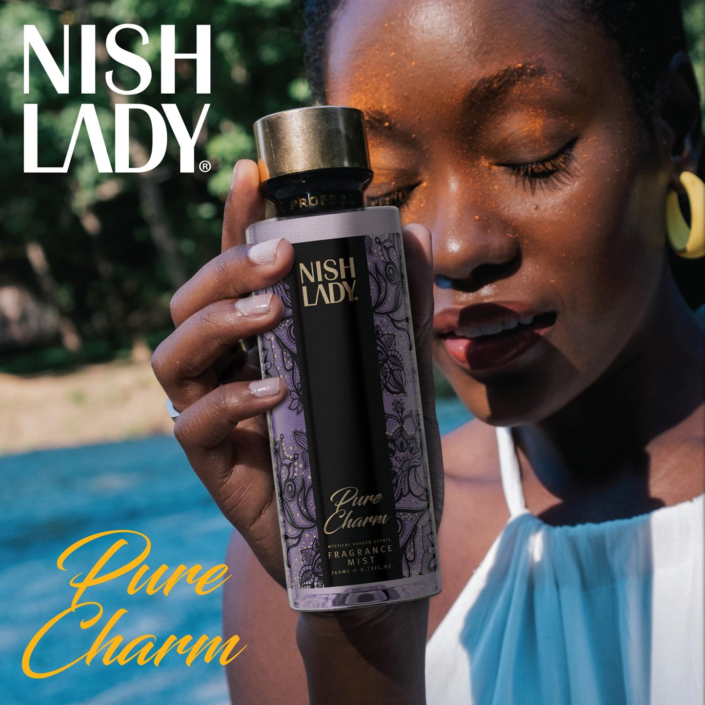 NishLady Fragrance Mist PURE CHARM, 260 ml | VEGAN | CRUELTY FREE | Long Lasting Scent | Moisturising Body Mist