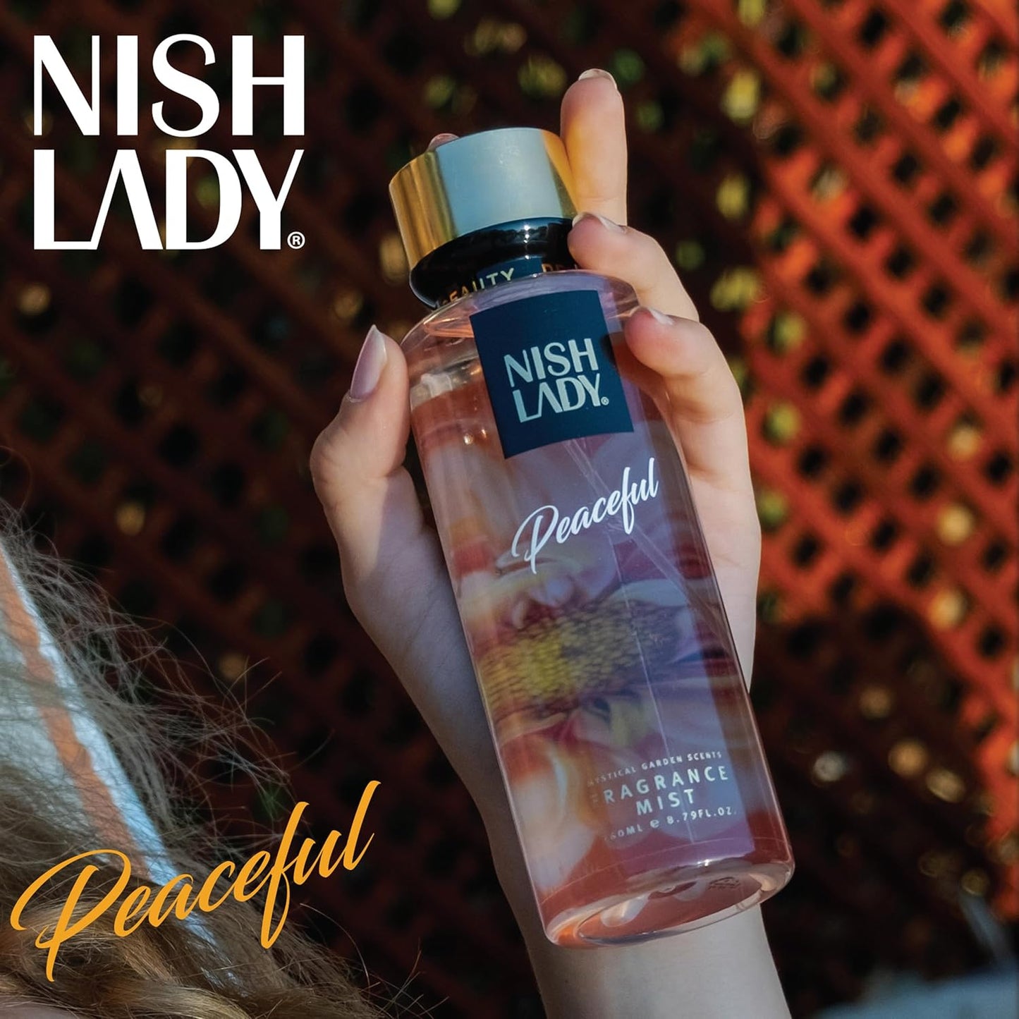 NishLady Fragrance Mist PEACEFUL, 260 ml | VEGAN | CRUELTY FREE | Long Lasting Scent | Moisturising Body Mist