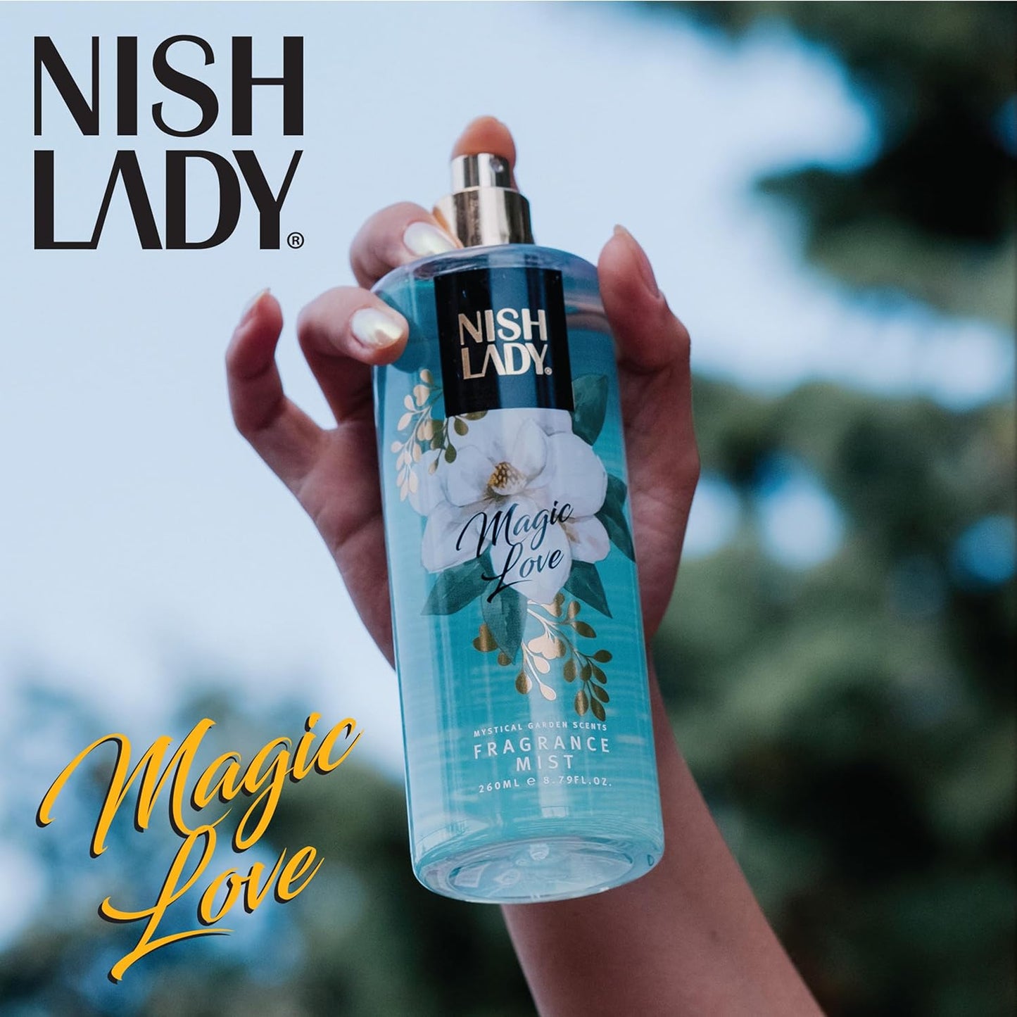 NishLady Fragrance Mist MAGIC LOVE, Mist for Women, 260 ml | VEGAN | CRUELTY FREE | Long Lasting Scent | Moisturising Body Mist