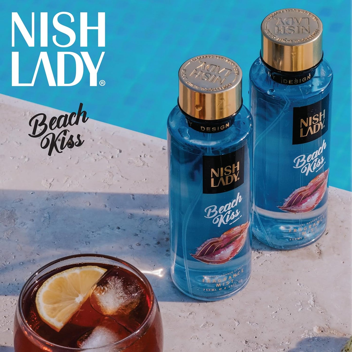 NishLady Fragrance Mist BEACH KISS, 260 ml | VEGAN | CRUELTY FREE | Long Lasting Scent | Moisturising Body Mist