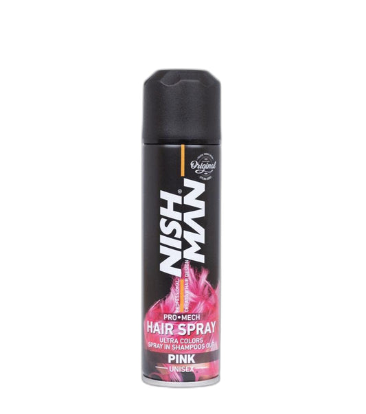Nish Man Temporary Hair Colour - Nishman Unisex Pro Mech Hair Styling Colour Spray - ultimate coloured hair spray wash out kids & adults (Pink)