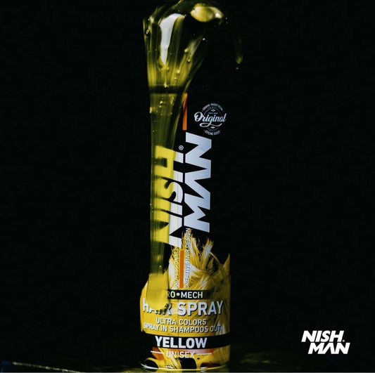 nishman Temporary Hair Colour Spray for KIDS, 150 ml | Hair Glitter Spray | Ultra Colours Shampoos Out | Wash Out Hair Dye for Kids | Party Fancy Dress Up Hairspray Boys, Girls (Yellow)