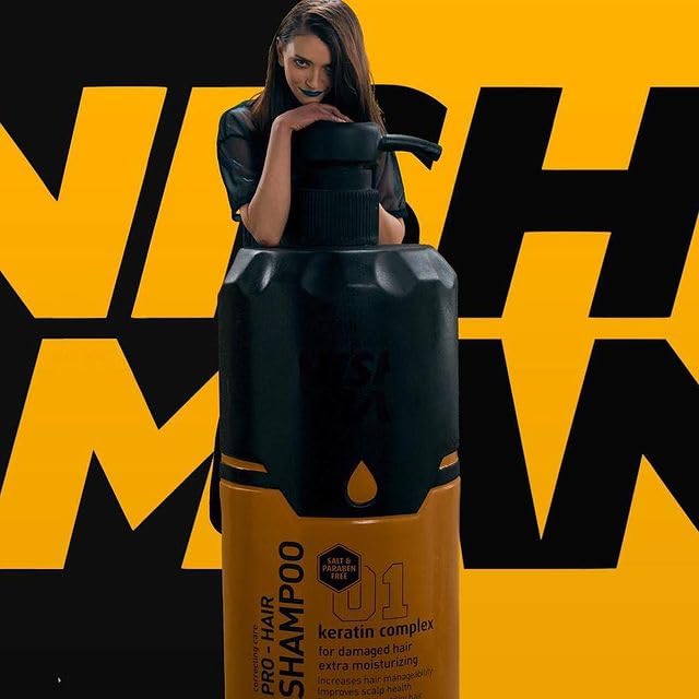 Nishman Salt & Paraben Free Correcting Care Pro-Hair Shampoo - Keratin Complex - 400ml | 13.5 Fl.oz