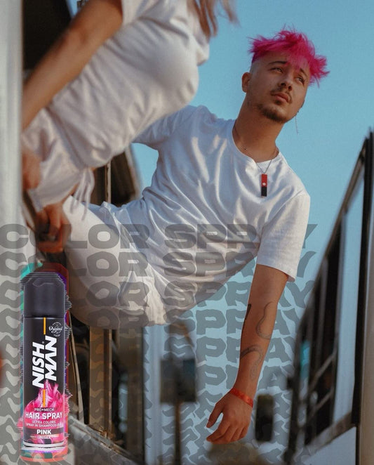 Nish Man Temporary Hair Colour - Nishman Unisex Pro Mech Hair Styling Colour Spray - ultimate coloured hair spray wash out kids & adults (Pink)