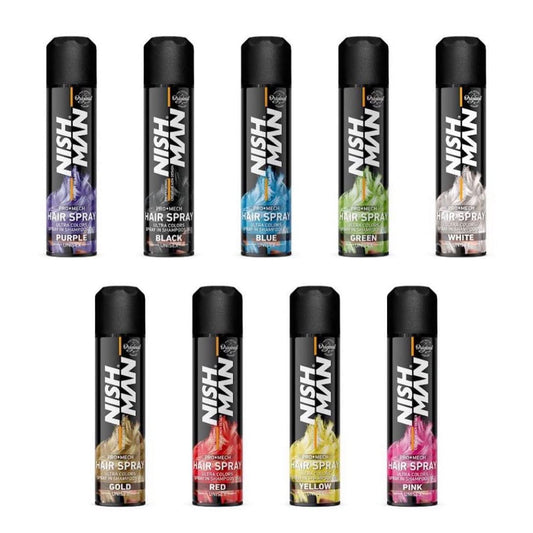 Nish Man Temporary Hair Colour - Nishman Unisex Pro Mech Hair Styling Colour Spray - ultimate coloured hair spray wash out kids & adults (White)